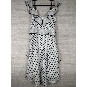 Adelyn Rae Women’s Polka Dot Pleat Midi Slipdress - SZ L Frilly